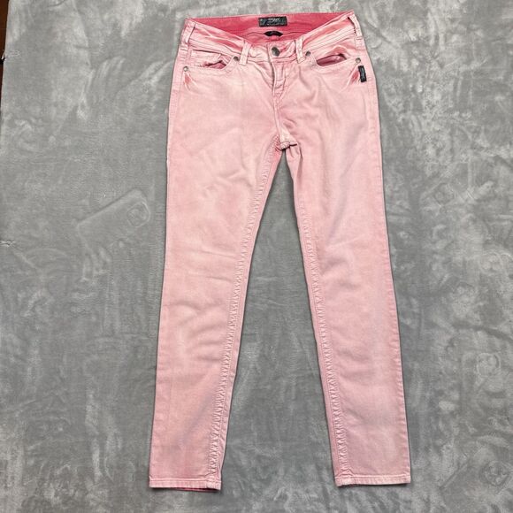 Women's Silver Jeans Size 29x31 Suki Skinny Stretch Cute Pink Color - Picture 1 of 8